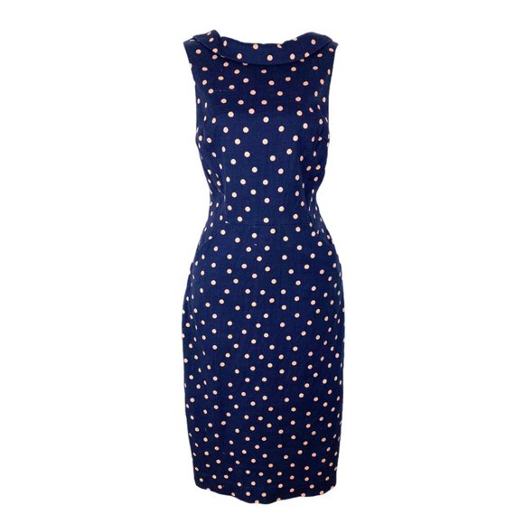 Boden Dresses & Skirts - Boden navy blue polka dot sheath dress Sz 8L